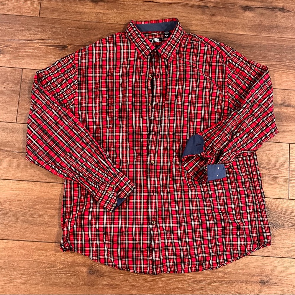Izod Long Sleeve Paid Button Front Shirt Size XL
